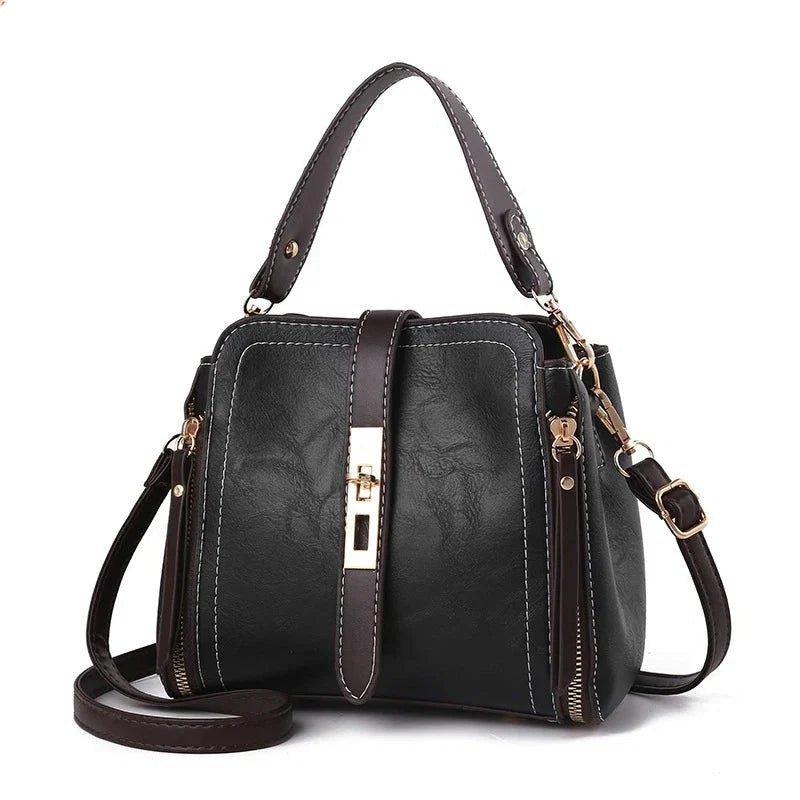 Bolsa Feminina Veluna Emília em Couro PU com Alça de Ombro e Compartimentos feminina - Bolsa Emília elegante | Veluna