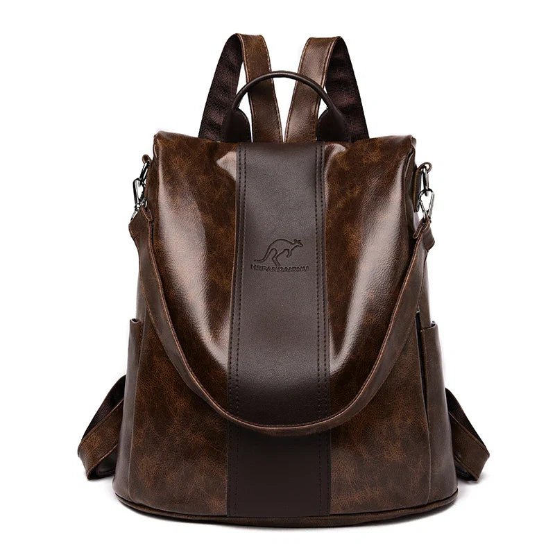 Mochila Feminina Veluna Altamura em Couro PU Vintage com Compartimentos feminina - Mochila Altamura elegante | Veluna