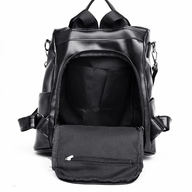 Mochila Feminina Veluna Altamura em Couro PU Vintage com Compartimentos feminina - Mochila Altamura elegante | Veluna