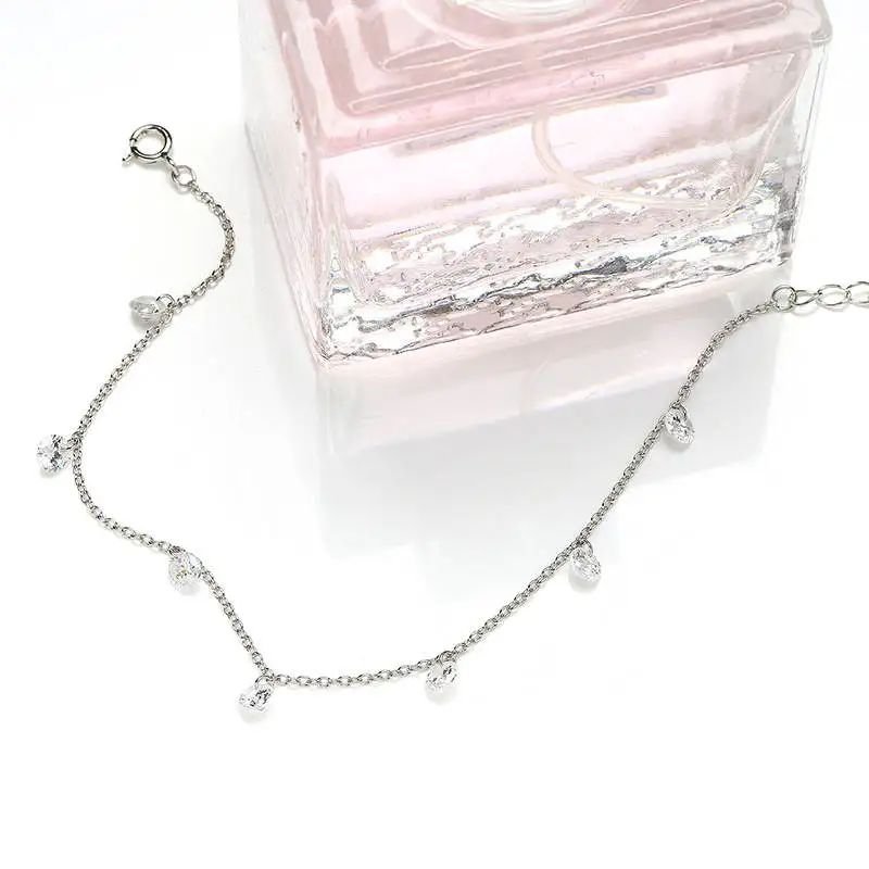 Pulseira Feminina Prata 925 com Gotas de Cristal Delicada e Elegante feminina - Pulseira Gotas de Cristal elegante | Veluna