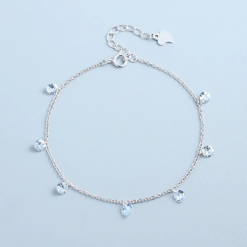 Pulseira Feminina Prata 925 com Gotas de Cristal Delicada e Elegante feminina - Pulseira Gotas de Cristal elegante | Veluna