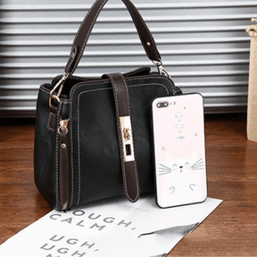 Bolsa Feminina Veluna Emília em Couro PU com Alça de Ombro e Compartimentos feminina - Bolsa Emília elegante | Veluna