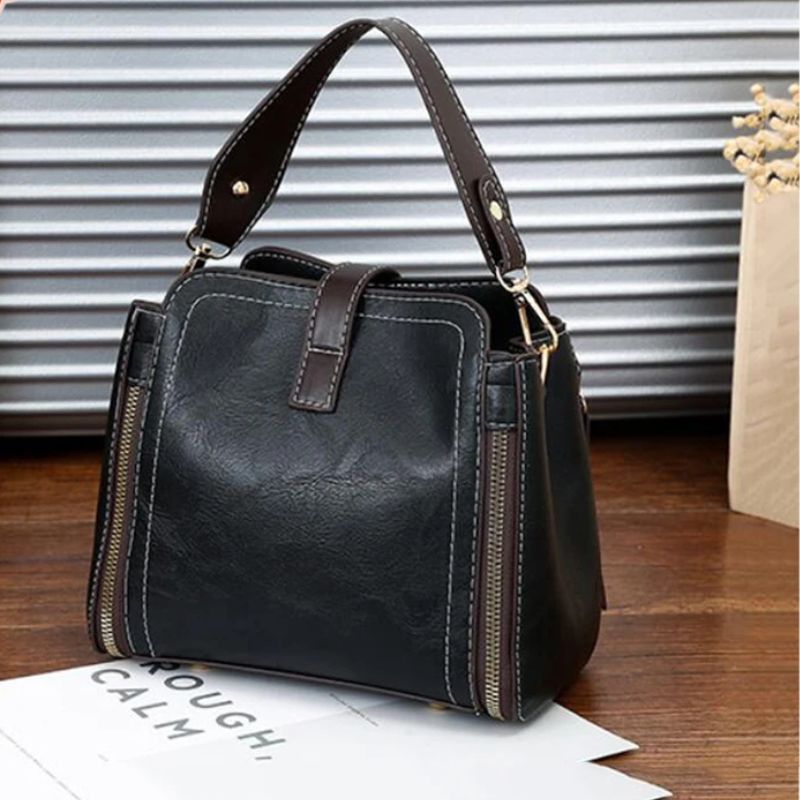 Bolsa Feminina Veluna Emília em Couro PU com Alça de Ombro e Compartimentos feminina - Bolsa Emília elegante | Veluna