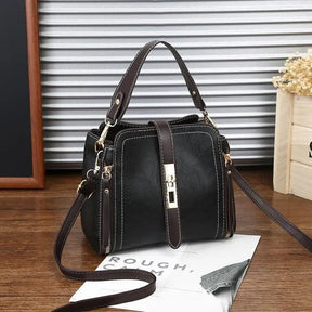 Bolsa Feminina Veluna Emília em Couro PU com Alça de Ombro e Compartimentos feminina - Bolsa Emília elegante | Veluna