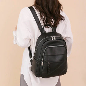 Mochila Couro Veluna Montese feminina - Mochila Montese elegante | Veluna