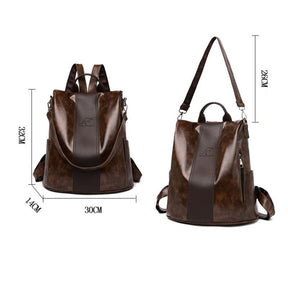 Mochila Feminina Veluna Altamura em Couro PU Vintage com Compartimentos feminina - Mochila Altamura elegante | Veluna
