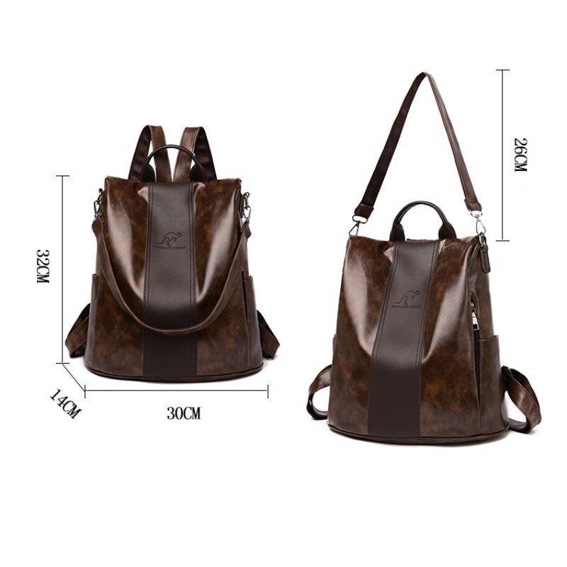 Mochila Feminina Veluna Altamura em Couro PU Vintage com Compartimentos feminina - Mochila Altamura elegante | Veluna
