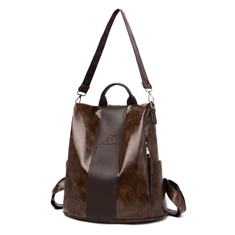 Mochila Feminina Veluna Altamura em Couro PU Vintage com Compartimentos feminina - Mochila Altamura elegante | Veluna