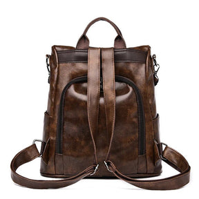 Mochila Feminina Veluna Altamura em Couro PU Vintage com Compartimentos feminina - Mochila Altamura elegante | Veluna