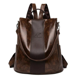 Mochila Feminina Veluna Altamura em Couro PU Vintage com Compartimentos feminina - Mochila Altamura elegante | Veluna