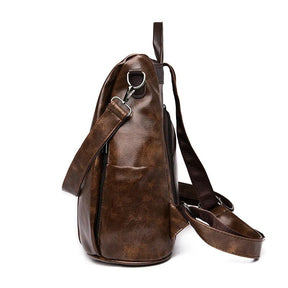 Mochila Feminina Veluna Altamura em Couro PU Vintage com Compartimentos feminina - Mochila Altamura elegante | Veluna