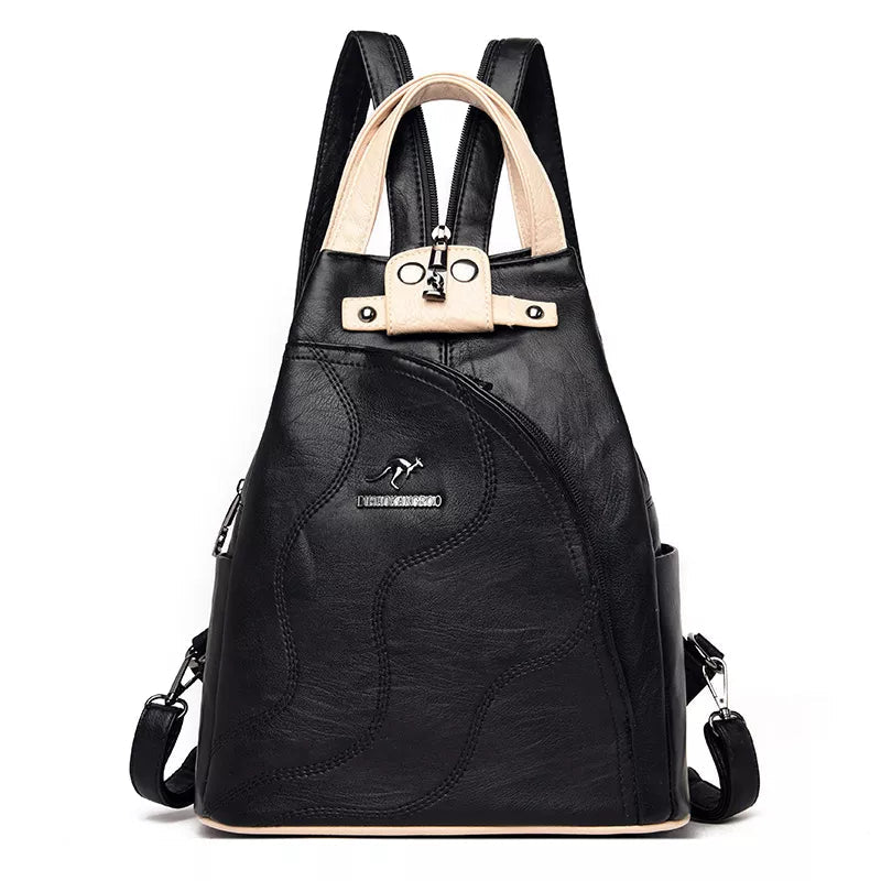 Mochila Feminina Veluna Varese em Couro PU com Zíper e Compartimentos feminina - Mochila Varese elegante | Veluna