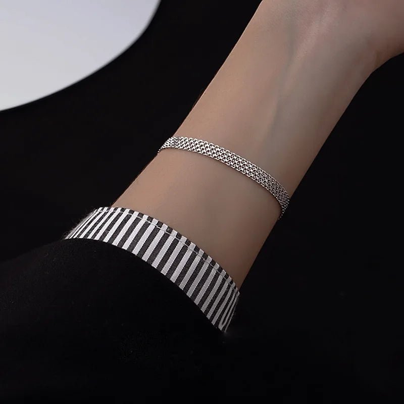 Pulseira Prata Esterlina 925 Clássica Ajustável feminina - Pulseira Clássica Ajustável elegante | Veluna